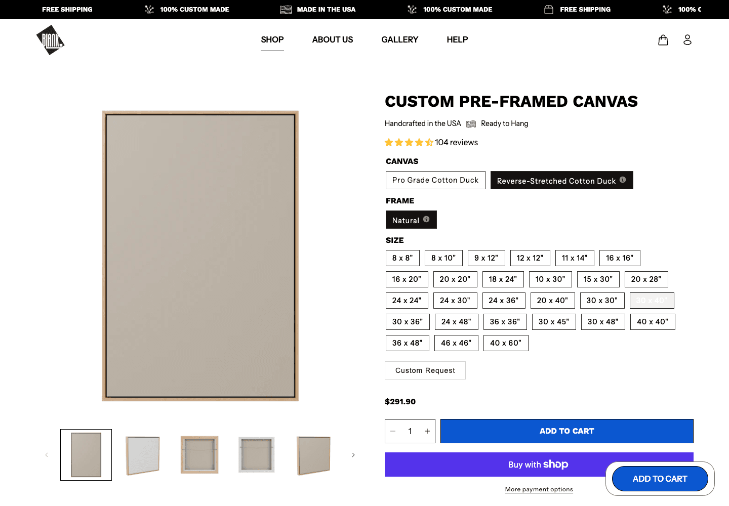 Configured Blank Inspiration US canvas product page