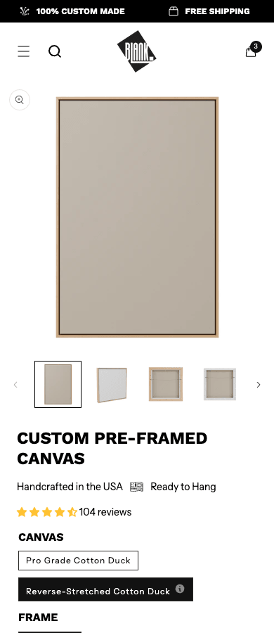 Pagina pentru pânză configurabilă Blank Inspiration US pe telefon