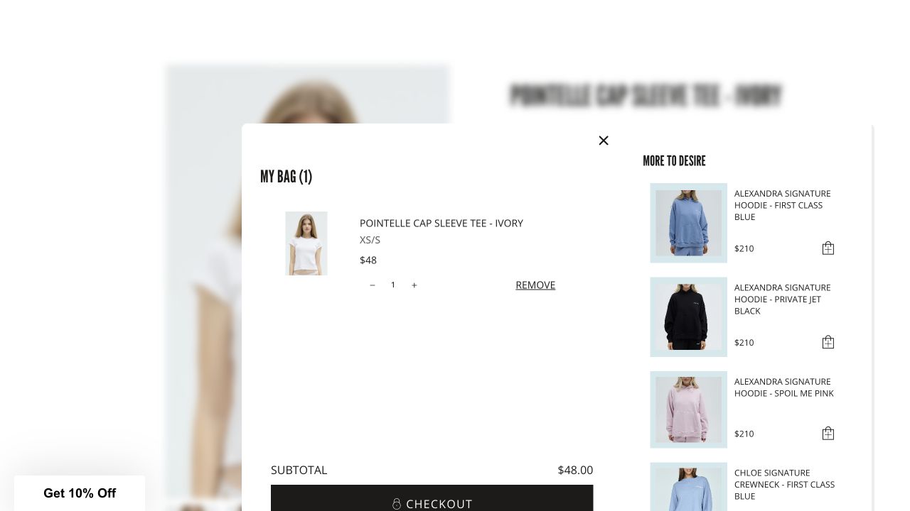 Trophy Daughter populated cart overlay with product and recommendations