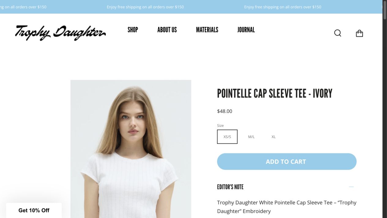 Trophy Daughter Pointelle tee product page